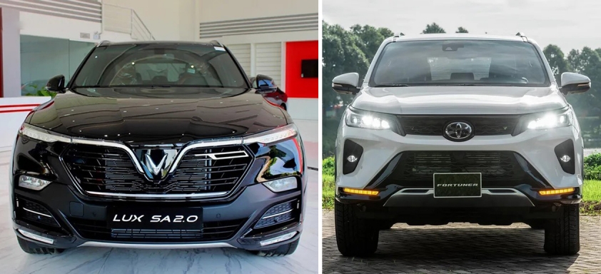 VinFast Lux SA2.0 và Toyota Fortuner 2021