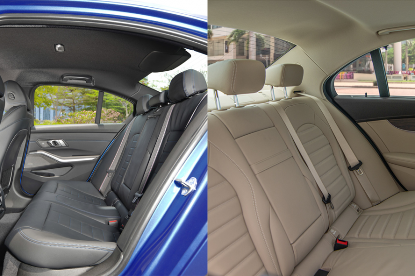 Hàng ghế sau BMW 320i và Mercedes C200