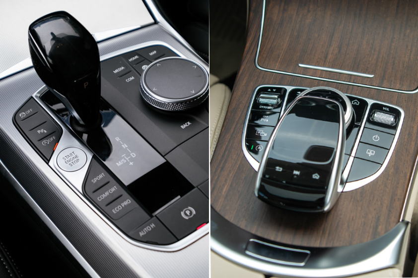 Cần số BMW 320i và Mercedes C200