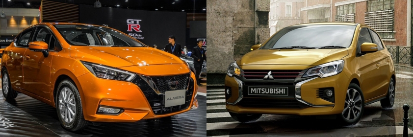 Ngoại thất Nissan Sunny và Mitsubishi Attrage