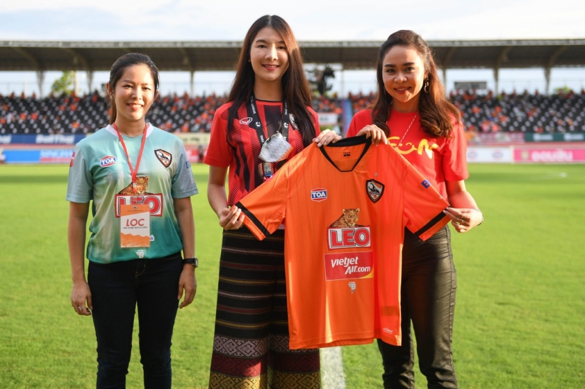 Logo Vietjet Air xuất hiện trên áo đấu của Chiangrai United.