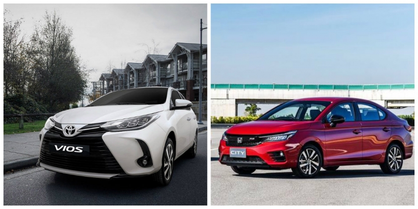 Ngoại thất Toyota Vios 2021 và Honda City 2020