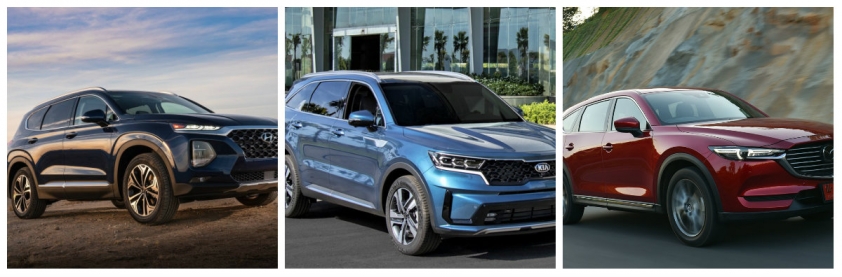 Hyundai SantaFe, Kia Sorento 2021 và Mazda CX-8