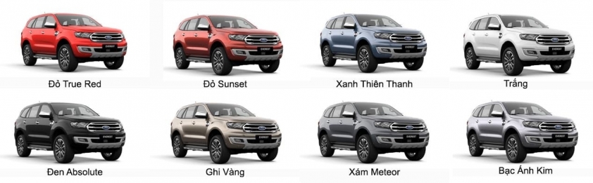 Các màu ngoại thất xe ô tô Ford Everest 2021