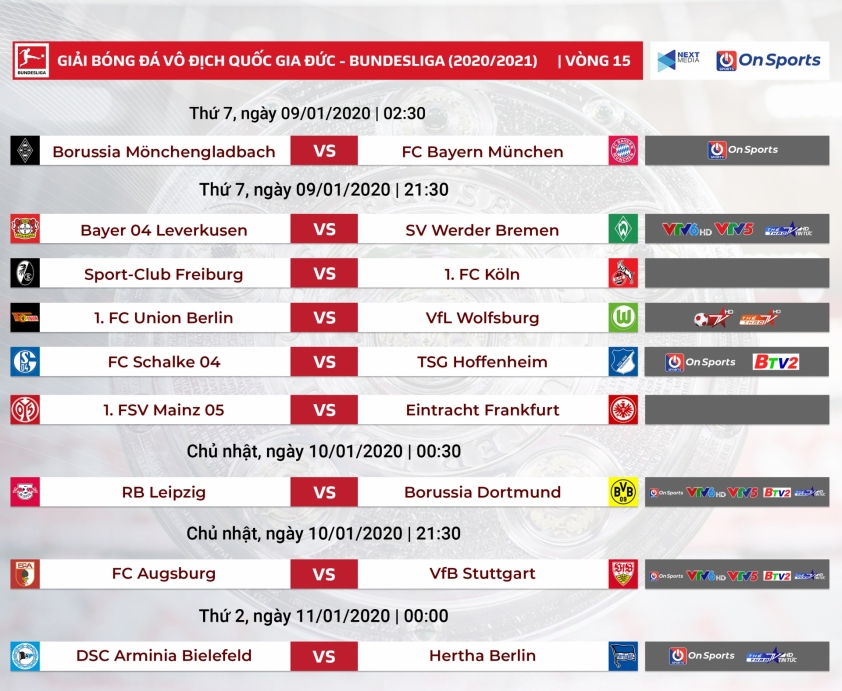 Lịch thi đấu, Bundesliga, lịch thi đấu Bundesliga