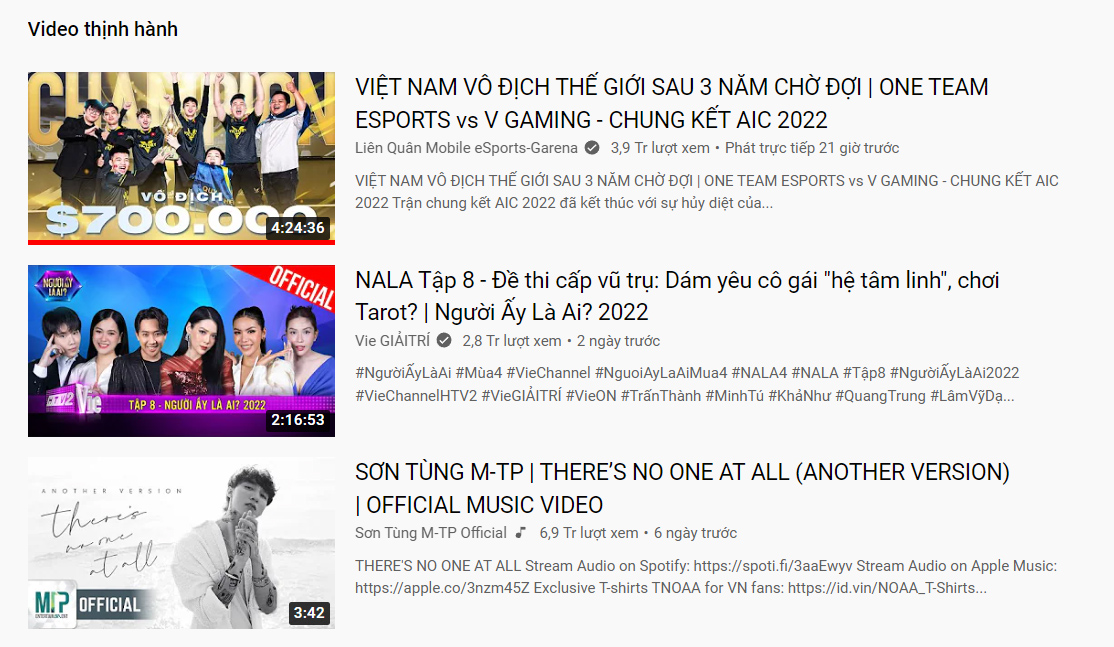 Nhờ VGM vô địch, trận Chung kết AIC 2022 đạt top 1 trending Youtube