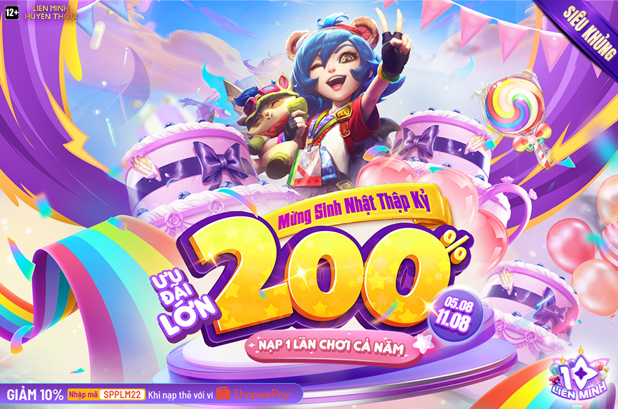 'Bất ngờ' hào phóng, Garena tung ưu đãi 200% nhân kỷ niệm 10 năm LMHT