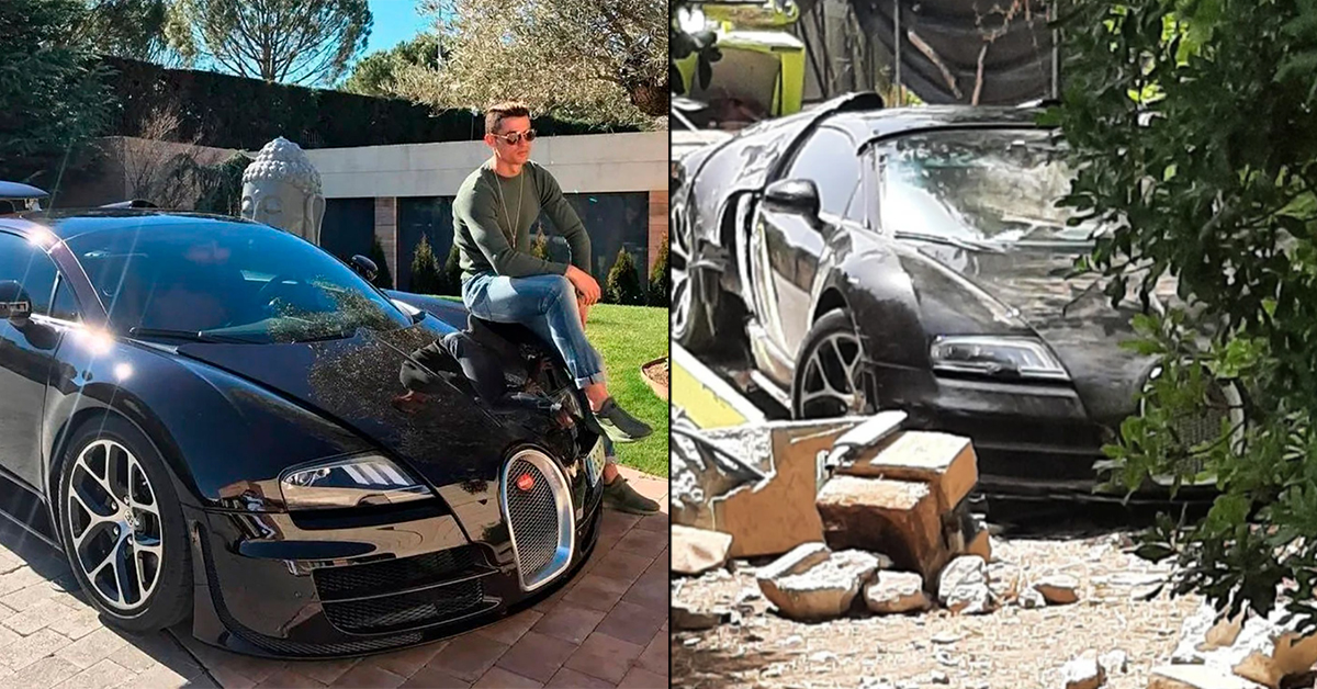Siêu xe Bugatti Veyron của Cristiano Ronaldo gặp nạn, hư hỏng nặng