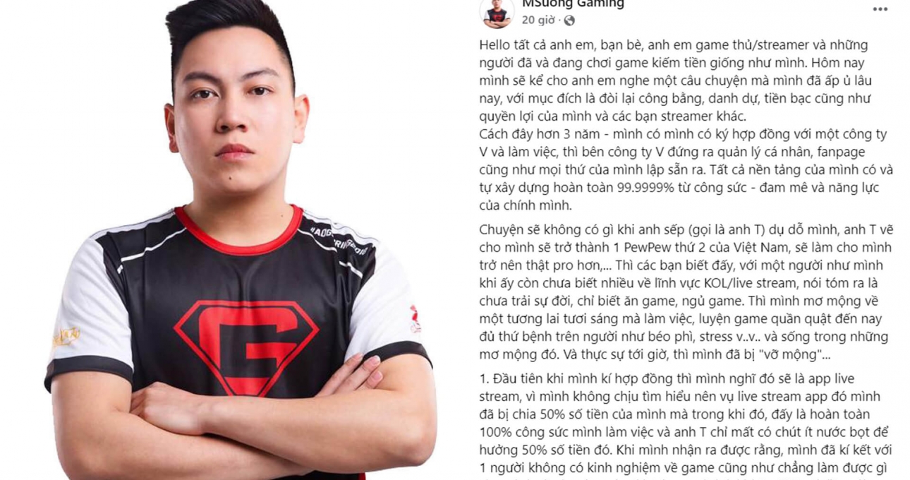 Streamer MSuong Gaming tố ‘công ty V’ lừa tiền, phá hoại fanpage