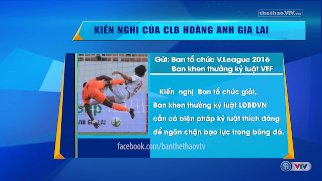 VIDEO: Kiến nghị của HAGL về tranh cãi tại vòng 2 V-League 2016