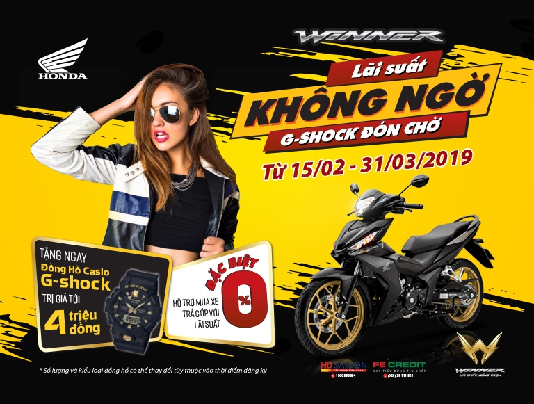 Honda Winner đại hạ giá, khuyến mãi đồng hồ G-shock 4 triệu đồng