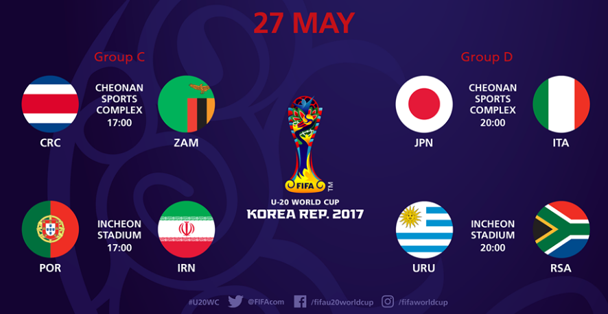 Lịch thi đấu U20 World Cup ngày 28/5