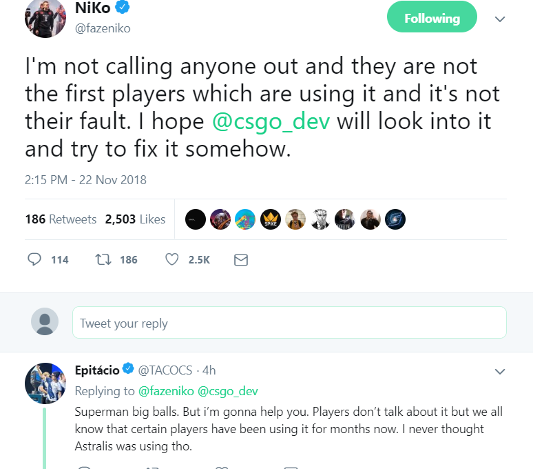 HOT: Niko và TACO tố cáo Astralis sử dụng bug nhìn xuyên smoke