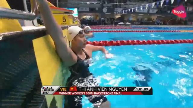VIDEO: Ánh Viên giành HCV 100m ngửa, phá kỷ lục SEA Games