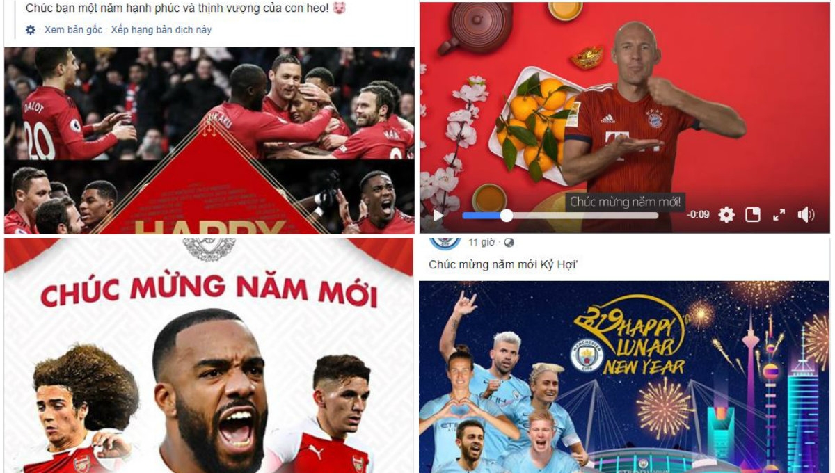 Các CLB hàng đầu thế giới gửi lời chúc Tết đến Việt Nam