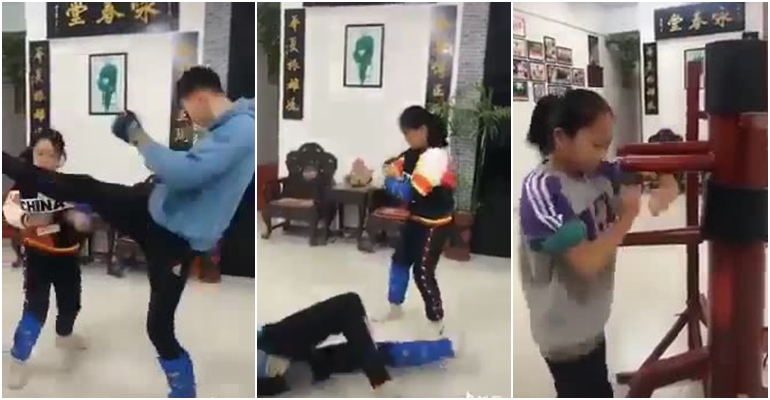 VIDEO: Bé gái Vịnh Xuân quyền đánh ngã thanh niên trưởng thành