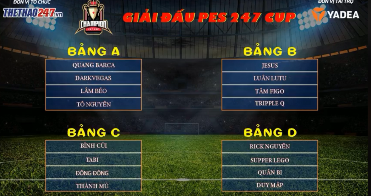 Xuất hiện 'bảng tử thần' ở giải PES 247 Cup