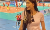 Mỹ nhân bóng chuyền Đặng Thu Huyền đến Đại Yên cổ vũ cho ĐTVN