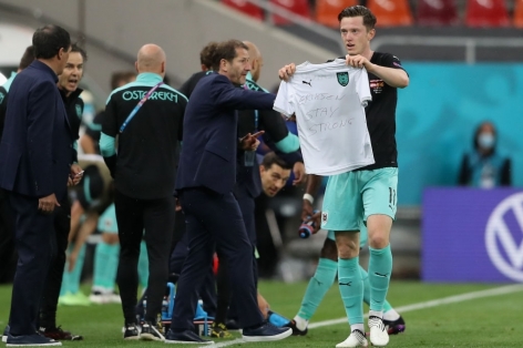 Tiền đạo ĐT Áo ghi bàn, gửi lời chúc đến Eriksen