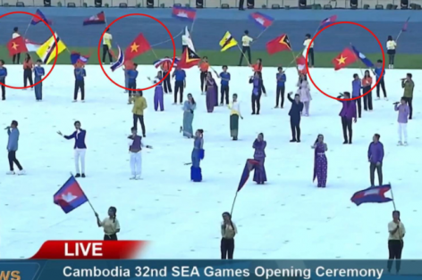 Campuchia treo ngược cờ Việt Nam tại lễ khai mạc SEA Games 32