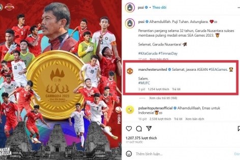 Giành HCV SEA Games sau 32 năm, U22 Indonesia được Man Utd chúc mừng