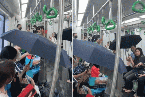 Hà Nội: Tàu metro Cát Linh - Hà Đông bị 'dột', hành khách phải che ô suốt chuyến đi