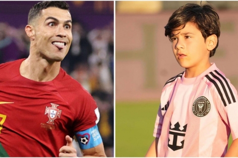 Con trai Messi sút phạt đẹp mắt như Ronaldo