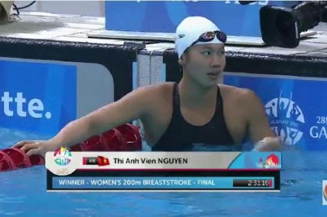 Video SEA Games 28: Ánh Viên giành HCV thứ 8 - 200m bơi ếch nữ