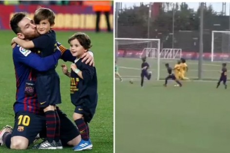 VIDEO: Con trai Messi ghi bàn ấn tượng cho đội trẻ Barca