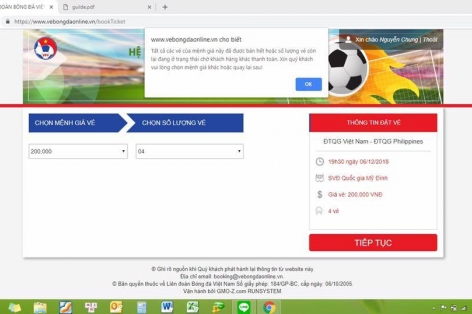 CĐV 'khốn khổ' mua vé online trận bán kết Việt Nam - Philippines