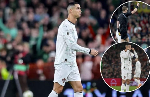 Truyền thông Bồ Đào Nha lập tức dậy sóng với thẻ đỏ lịch sử của Ronaldo