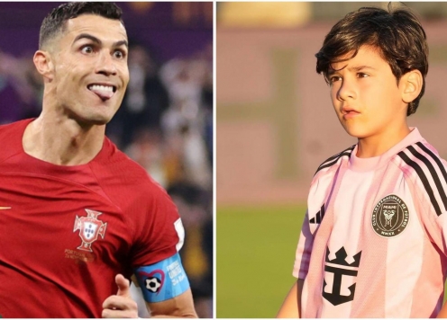 Con trai Messi sút phạt đẹp mắt như Ronaldo