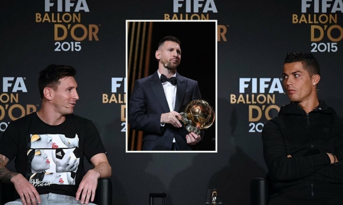 Ronaldo có phản ứng bất ngờ trước Quả Bóng Vàng thứ 8 của Messi