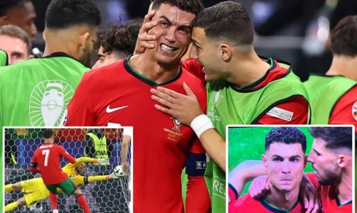 Cristiano Ronaldo suy sụp, khóc nức nở sau khi đá hỏng penalty