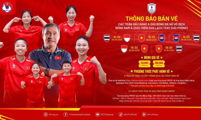 Công bố giá vé xem ĐT nữ Việt Nam đấu Thái Lan, Indonesia