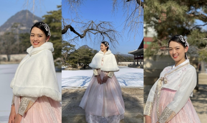 Hoa khôi bóng chuyền Thu Hoài diện Hanbok 'gây sốt' ở xứ Kim Chi