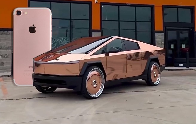 Chiếc Tesla Cybertruck 'độc lạ' này có màu sơn Rose Gold như iPhone, mâm lớn tới 30 inch