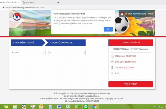 CĐV 'khốn khổ' mua vé online trận bán kết Việt Nam - Philippines