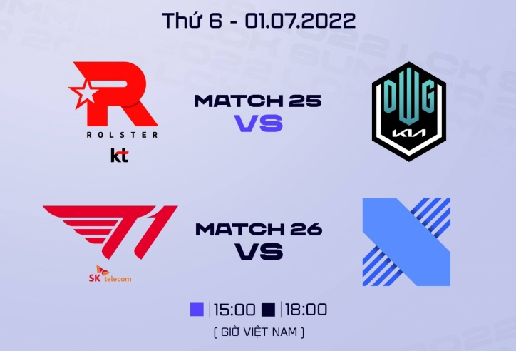 Lịch thi đấu LCK Mùa Hè 2022 ngày 30/6: T1, DRX, DK đều gặp khó