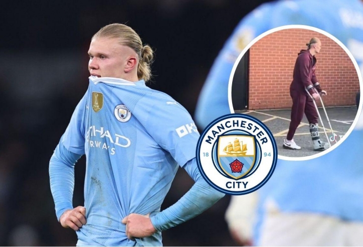 Haaland chống nạng rời sân, báo tin buồn cho derby Manchester