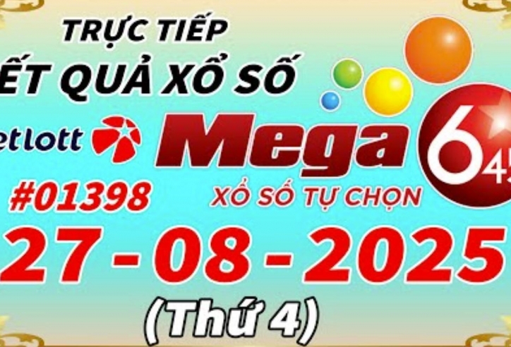 Vietlott 27/8/2025 - Kết quả xổ số Vietlott Mega 6/45 ngày 27/8/2025