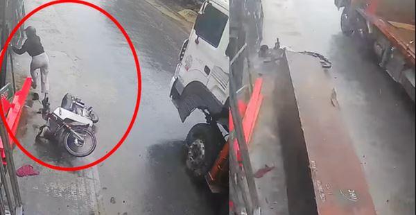 Cô gái 'thoát chết' kể lại khoảnh khắc tử thần khi khối gỗ 5 tấn trượt khỏi xe tải rơi xuống đường