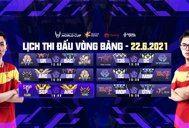 Lịch thi đấu AWC 2021 Liên Quân Mobile hôm nay 22/6