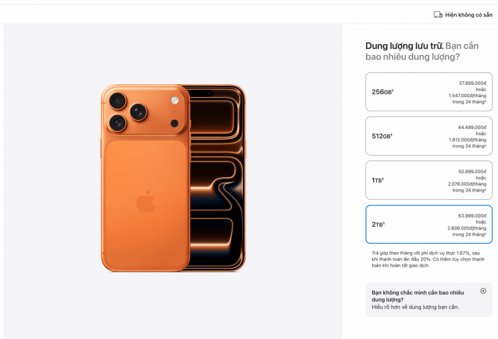 iPhone 17 Pro Max bản cao nhất giá hơn 60 triệu đồng tại Việt Nam