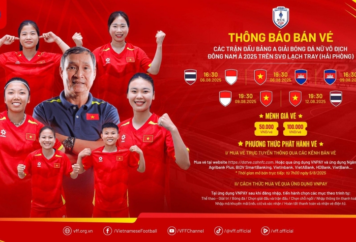 Công bố giá vé xem ĐT nữ Việt Nam đấu Thái Lan, Indonesia