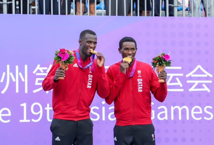 Trao thưởng môn bóng chuyền bãi biển nam ASIAD 19: Qatar vô địch