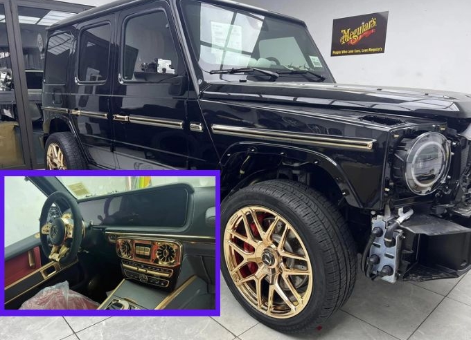 Cận cảnh Mercedes G 63 dát vàng “mới cóng” của đại gia Hà thành