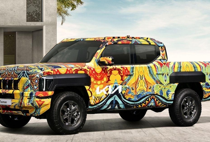 Kia 'nhá hàng' bán tải Tasman với lớp ngụy trang độc đáo, dự sẽ ra mắt vào năm sau