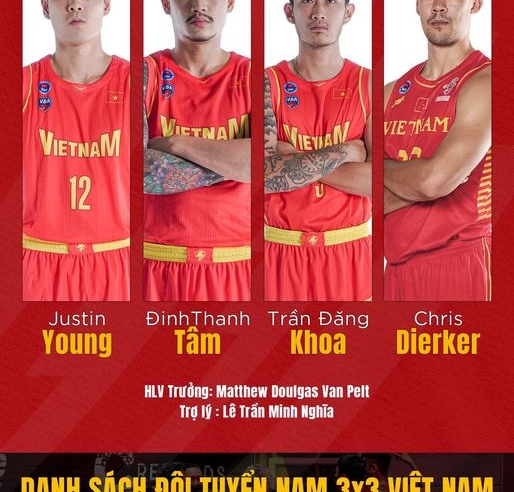 Bóng rổ nam Việt Nam công bố danh sách tham dự nội dung 3x3 tại SEA Games 31