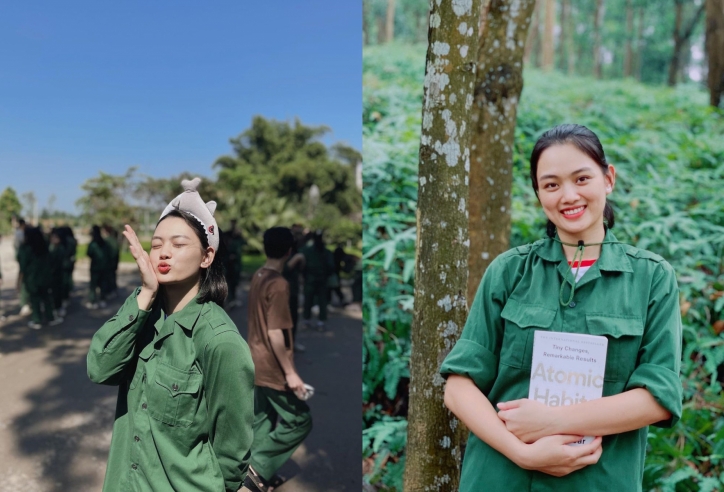 Hoa khôi bóng chuyền Thu Hoài rực rỡ như thế nào trong màu áo lính?